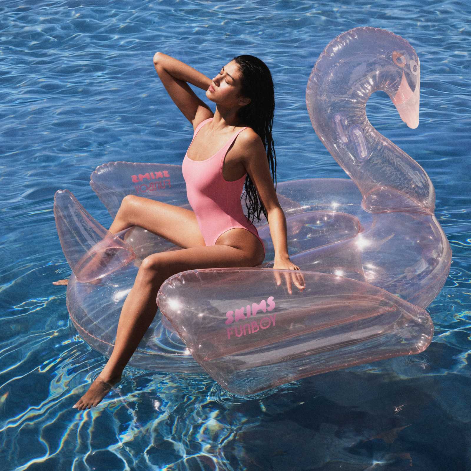 Cherry Blossom Clear Swan Pool Float